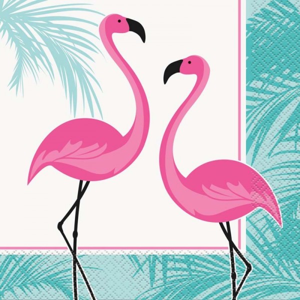 16 Serviettes de table Flamingo Tropical 33cm