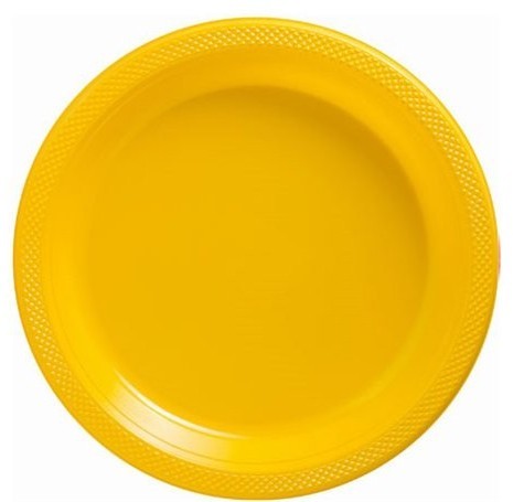 20 platos de plástico amarillo Basel 18cm