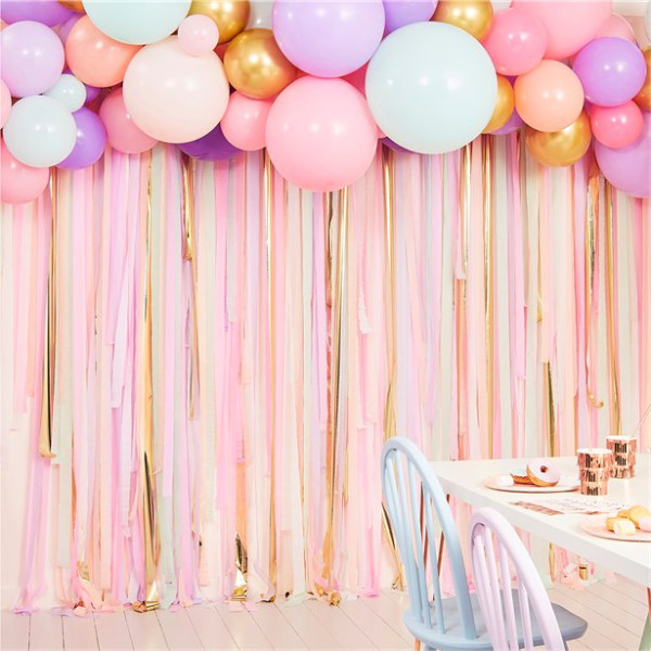 Pastelkleurige ballonslinger decoratieset 115 stuks