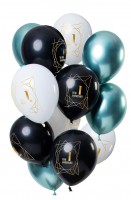 1 födelsedag 12 latexballonger flerfärgade