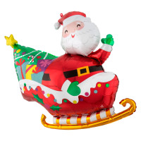 Anteprima: Palloncino foil XL con slitta di Natale 76 x 71 cm