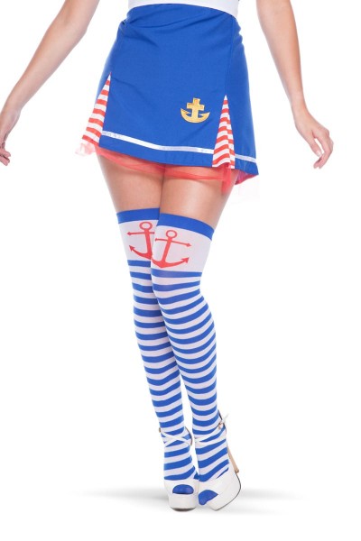 Overknees Sailor Lady blauw-wit