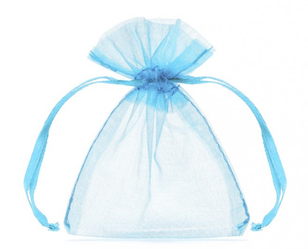 10 Azure Organza Bags Pearl 7.5 x 10cm