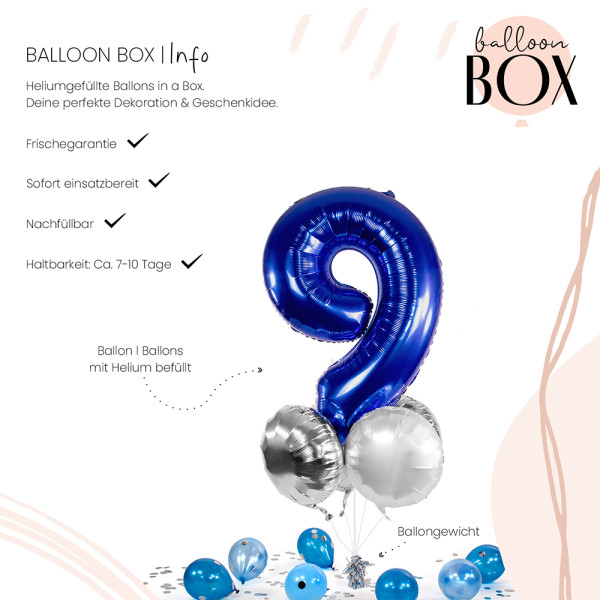 Ballongruß in der Box 5er Set Blau 9 3