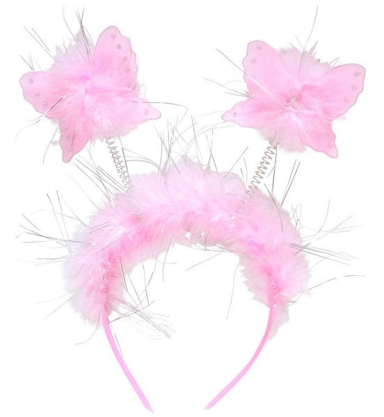 Roze glinsterende vlinder haarband