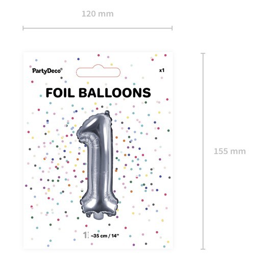 Number 1 foil balloon silver 35cm 3