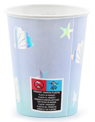 6 narwhal paper cups Ozeania 220ml