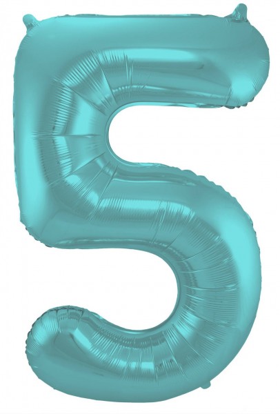 Aqua Zahl 5 Folienballon 86cm