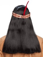 Anteprima: Parrucca indiana lunga con banda di gioielli