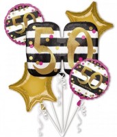 Juego de globos de aluminio Pinky-Gold 50 cumpleaños