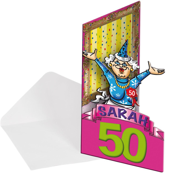 8 kart zaproszeń Sarah 50th