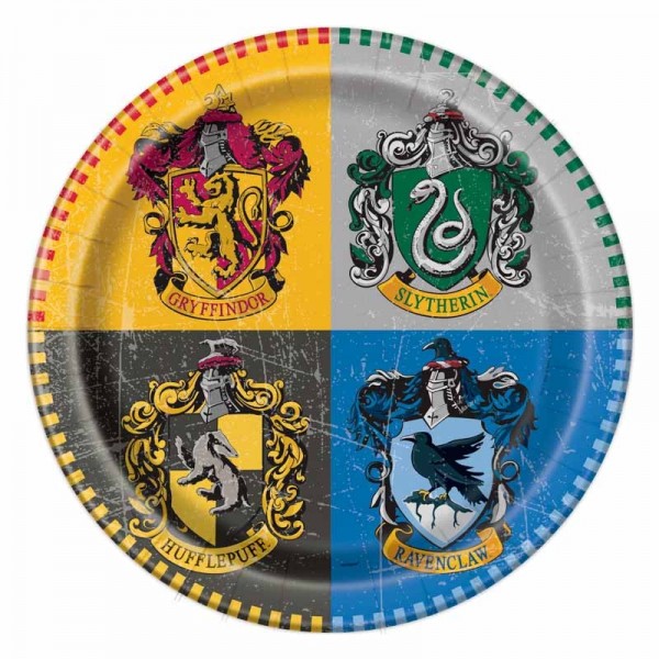 8 platos de papel de Harry Potter Hogwarts 23cm