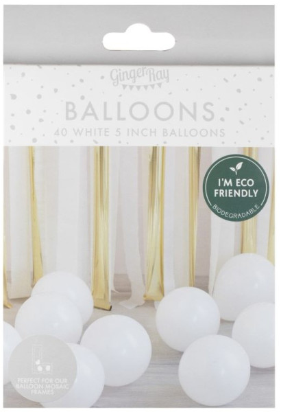 40 Eco Latexballons Weiß 3