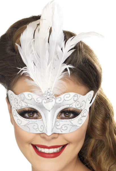 White Glamorous Eyes Glitter Mask