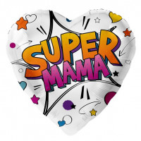Ballon aluminium cœur Super Mama 46cm