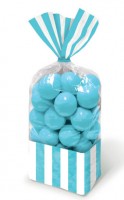 10 striped candy buffet bags turquoise