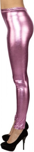 Blanke lyserøde metalliske leggings 3