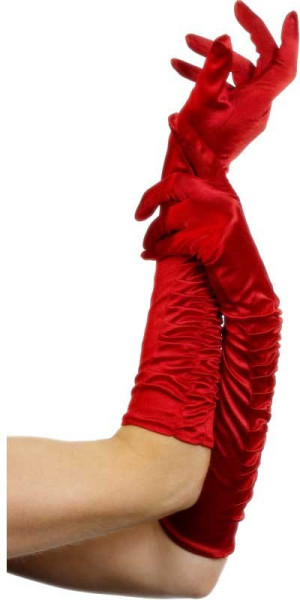 Rode fluwelen handschoenen 46cm