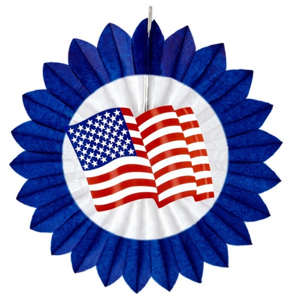 Blue American paper fan