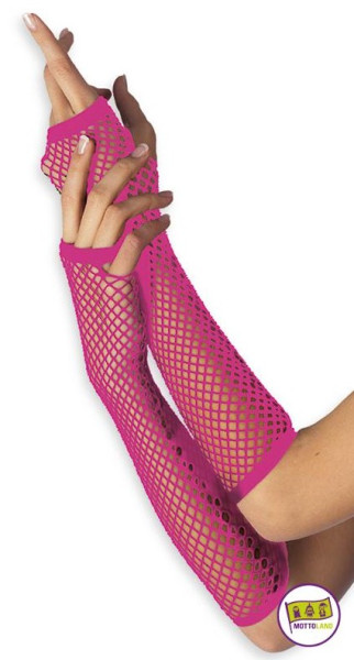 Roze lange mesh handschoenen
