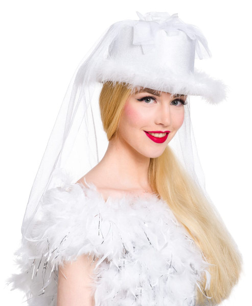 Sombrero de novia blanco con llana
