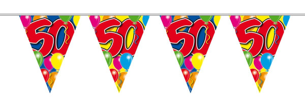 Espectacular cadena de banderines 50 cumpleaños 10m