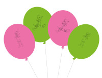 8 globos de látex Bibi Blocksberg verde-rosa