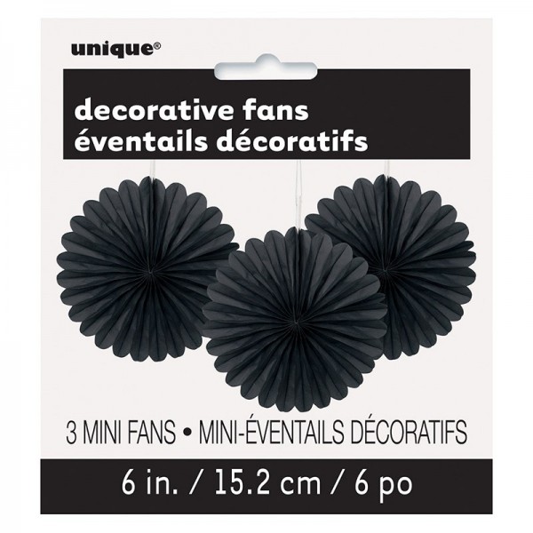 Fanflower decorativo nero 15cm Set di 3