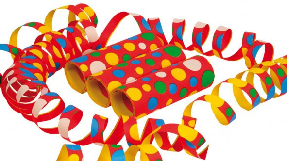 3 ruller farverige karnevalkonfetti streamere
