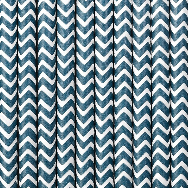 10 pailles en papier zigzag bleu 19,5cm 2