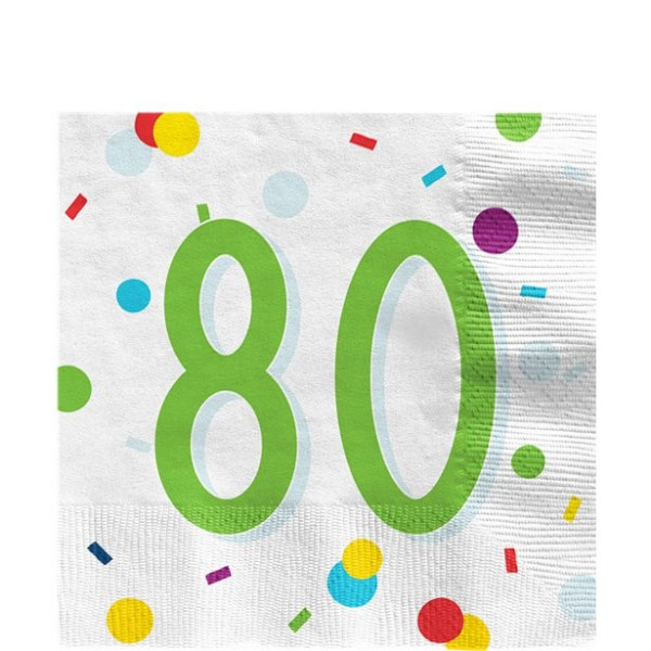20 napkins 80th birthday 33x33cm
