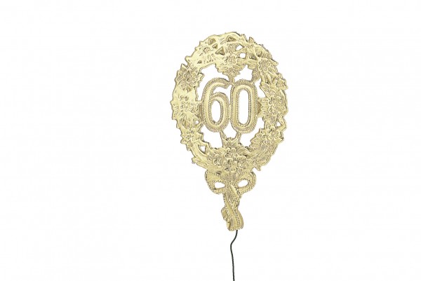 Golden anniversary number 60 embossed 28cm 2