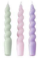 3 bougies coniques tourbillonnantes Bella Pastel Mix