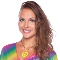 Hippie Halskette Peace in Gelb