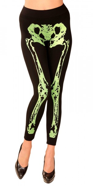 Skeleton bone leggings Black Green 75DEN
