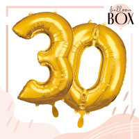 Vorschau: 10 Heliumballons in der Box Golden 30