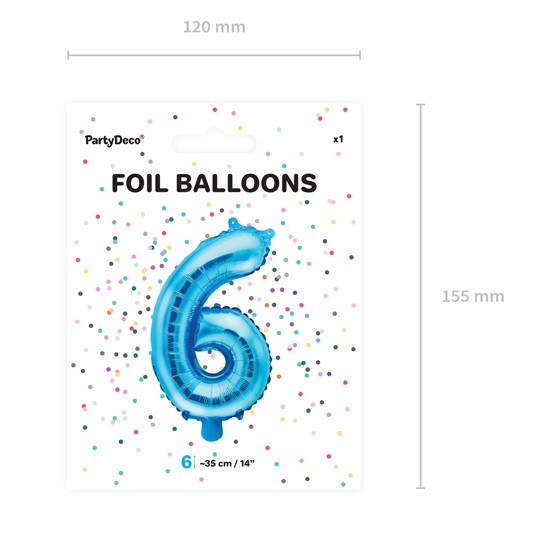 Nummer 6 folieballong azurblå 35cm 3