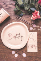 Widok: 80 urodziny 8 papierowych talerzy Elegancki rumieniec różowego złota
