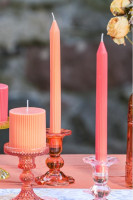 Preview: 2 Taper Candles Ribbed Salmon 2 x 25cm