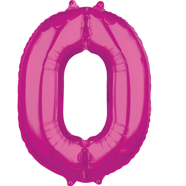 Roze nummer 0 folieballon 66cm
