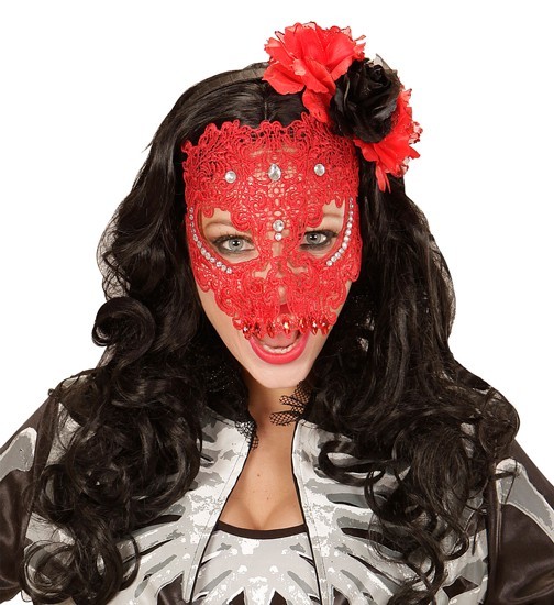 Red lace half mask 4