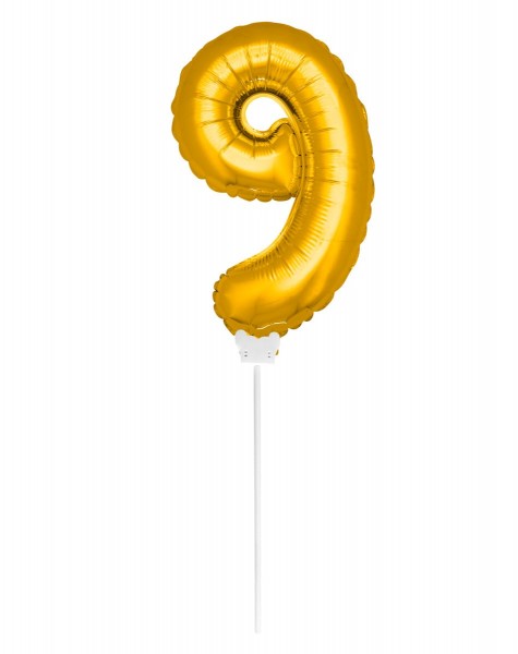 Folienballon Nummer 9 gold 35 cm
