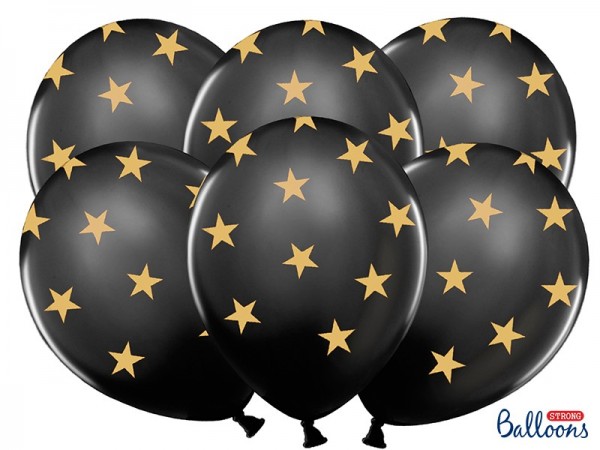 6 ballonnen gouden ster pastel zwart 2