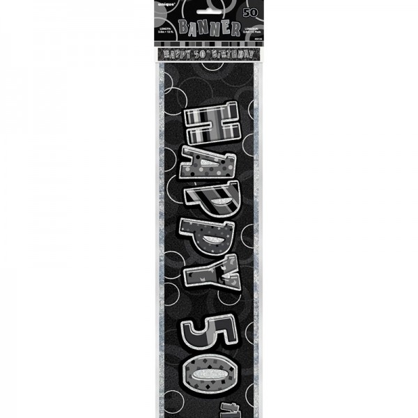 50. Geburtstag Black And White Party Banner 274cm