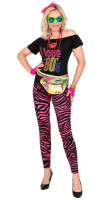 Preview: 80s pink zebra UV leggings for women