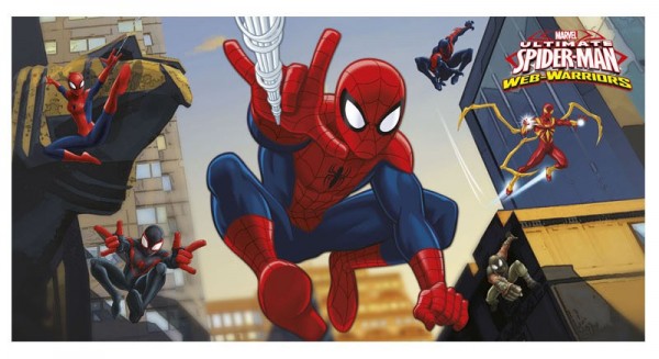 Spiderman Web Warriors vægmaleri 77cm x 1,5m