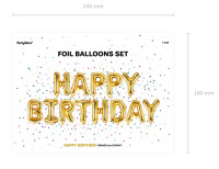 Balony urodzinowe złote Happy Birthday 3,4 m x 35 cm