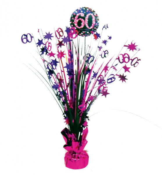 Pink 60th fødselsdag bord springvand 46cm