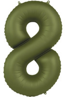 Foil balloon number 8 olive green 86cm