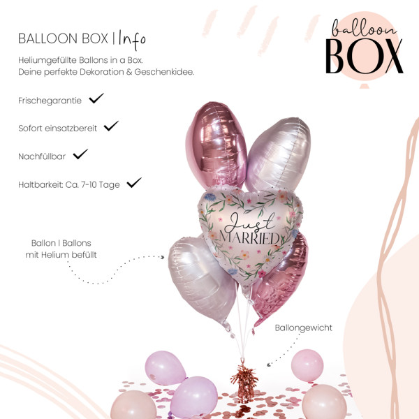 Heliumballon in a Box Floral Just Married 3